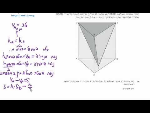 כיתה ח – גיאומטריה – שיעור 17 ד – מיצ"ב תש"ע – נפח מנסרה ופירמידה